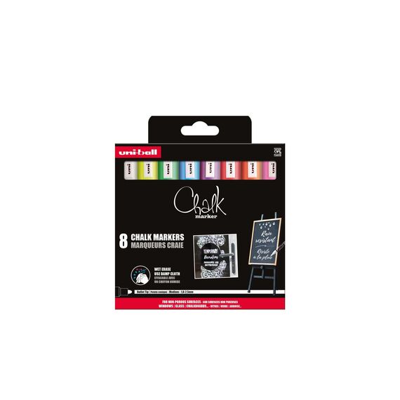 Uni - Chalk Marker PWE-5M, set of 8 markers (401580) / Toys |  Techbox