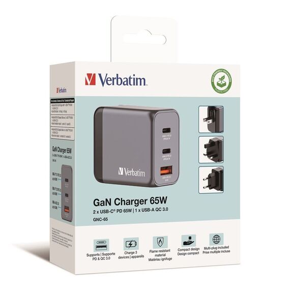Verbatim - GNC-65 GaN Charger 3 Port 65W USB-A/USB-C / Electronics - Αταξινόμητα -  - Techbox
