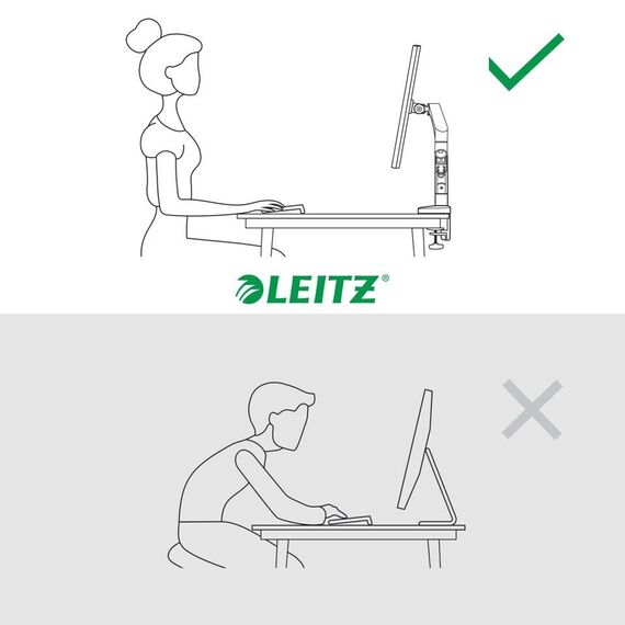 Leitz - Ergo Monitor arm space-saving dual - Dark grey / Computers