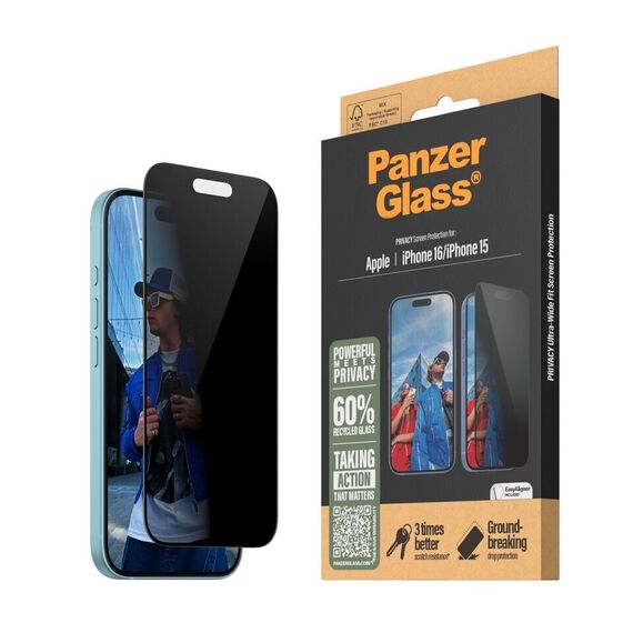 PanzerGlass - Screen Protection Privacy - iPhone 16 - Ultra Wide Fit / Electronics