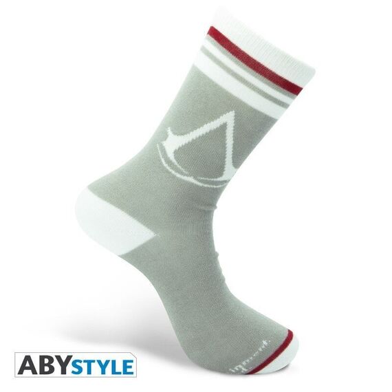 ASSASSIN'S CREED - Socks- Grey - White - Crest / Fan Shop and Merchandise - Pajamas, Socks & Robes - Fashion - Techbox