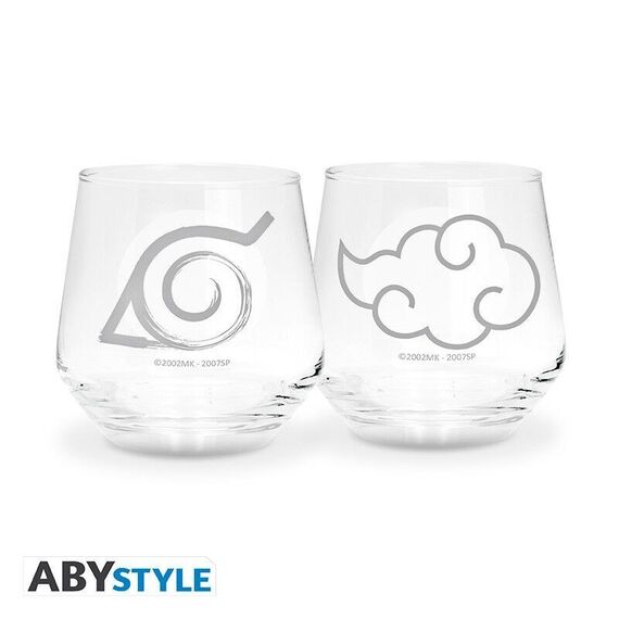 NARUTO SHIPPUDEN - 2 Glass Set - Konoha & Akatsuki EUROPE x2 / Fan Shop and Merchandise - Mugs & Bottles - Gifts - Techbox