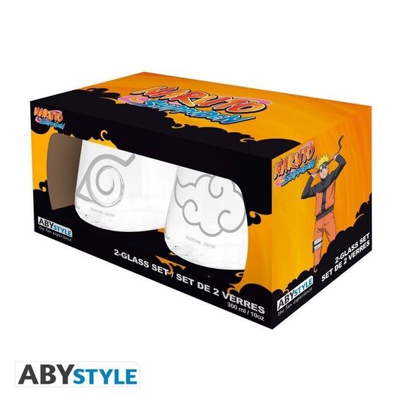 NARUTO SHIPPUDEN - 2 Glass Set - Konoha & Akatsuki EUROPE x2 / Fan Shop and Merchandise - Mugs & Bottles - Gifts - Techbox