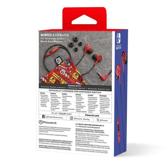 PowerA Wired Earbuds - Mario Kart Motors (Nintendo Switch) / Nintendo Switch | Techbox