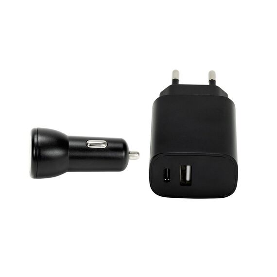 Speedlink - Wall & Car Charger Set USB-A & USB-C 15W, black / Electronics