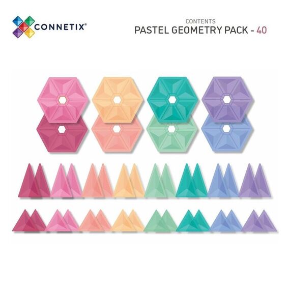 Connex - Pastel Geometry Pack - 40 Pieces (CT-P-00040-GE) / Toys
