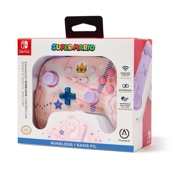 PowerA Enhanced Wireless Controller for Nintendo Switch​ Princess Peach Plaid / Nintendo Switch - Nintendo Switch Accessories - Accessories for Consoles - Techbox