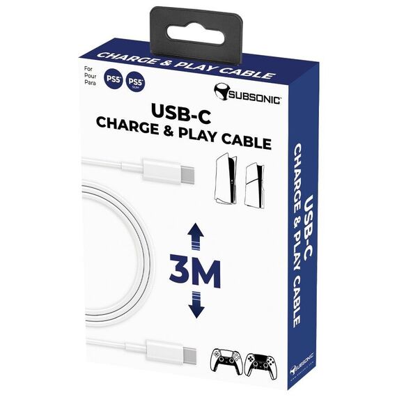 Subsonic Usb-C/Usb-C Charge & Play Cable - PS5/PS5 Slim 3m / PlayStation 5 - Παιχνίδια PS5 - Τίτλοι Παιχνιδιών - Techbox