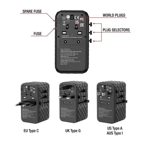 Verbatim - GaN III Universal Travel Adapter UTA-06 PD100W QC 4+ / Electronics - Αταξινόμητα -  - Techbox