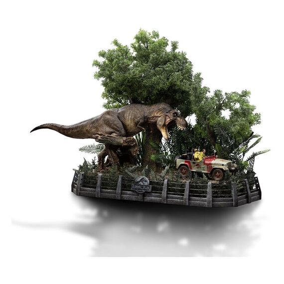 Jurassic Park Demi Art Scale Statue 1/20 T-Rex attacks Donald Gennaro 30 cm - Statues - Collectibles - Techbox