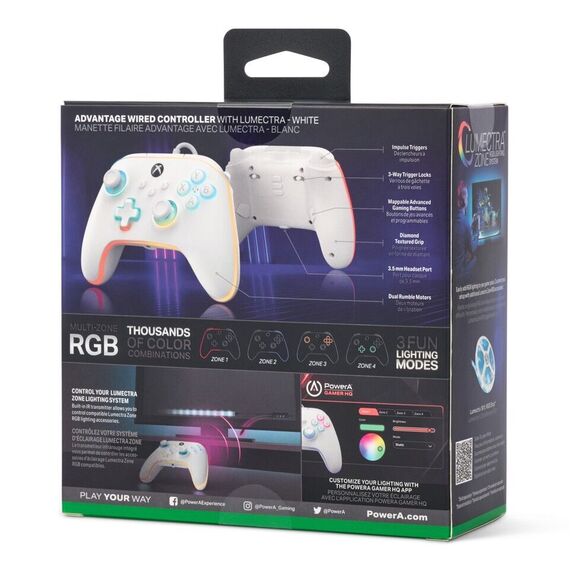 PowerA Advantage Wired Controller for Xbox Series X - S with Lumectra – White / Xbox Series X