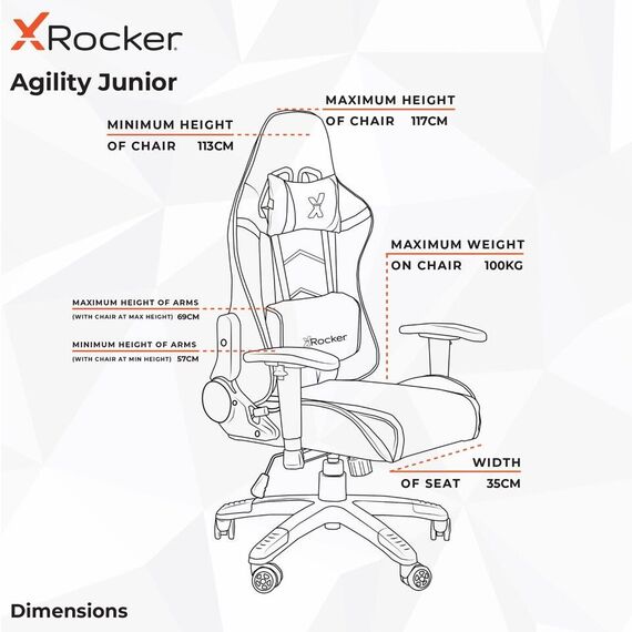XROCKER AGILITY SPORT ESPORT PC OFFICE GAMING CHAIR - CARBON BLACK / Computers - Gaming Furniture - Gaming - Techbox
