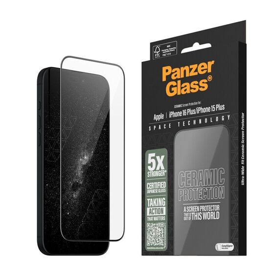 PanzerGlass - Ceramic Screen Protection - iPhone 16 Plus - Ultra Wide Fit / Electronics