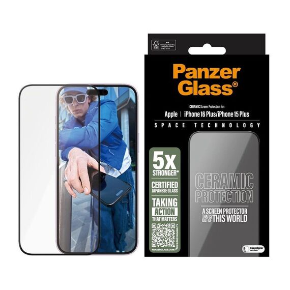 PanzerGlass - Ceramic Screen Protection - iPhone 16 Plus - Ultra Wide Fit / Electronics