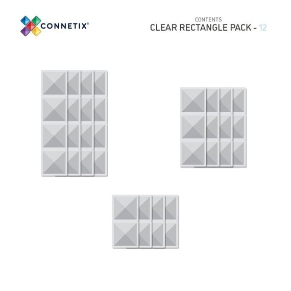 Connetix - Rectangle Pack - 12 Pieces - Clear (CT-C-00012-RE) / Toys