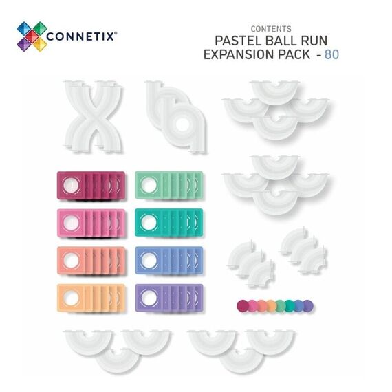 Connetix - Ball Run Expansion Pack - Pastel - 80 Pieces - (CT-P-00080-BR) / Toys - Αταξινόμητα -  - Techbox