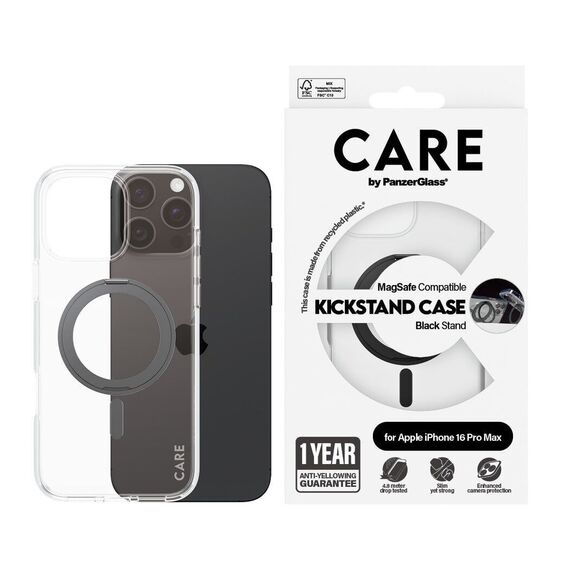 CARE by PanzerGlass - Case - Transparent w. Black MagSafe - iPhone 16 Pro Max / Electronics | Techbox
