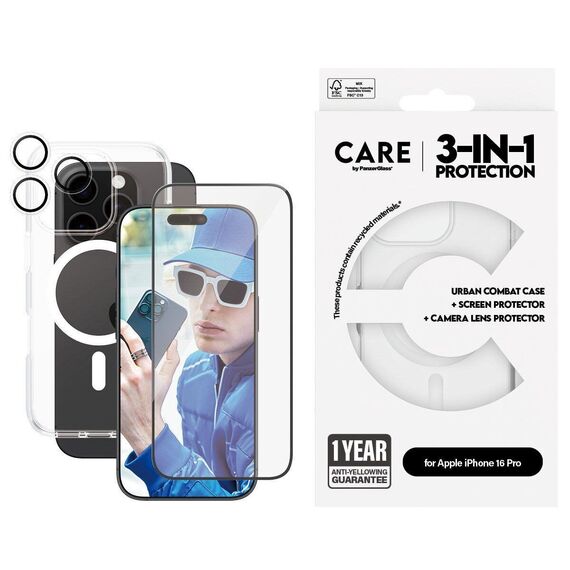 CARE by PanzerGlass - Flagship 3-in-1 Bundle - iPhone 16 Pro / Electronics - Apple Cases - Cases - Techbox