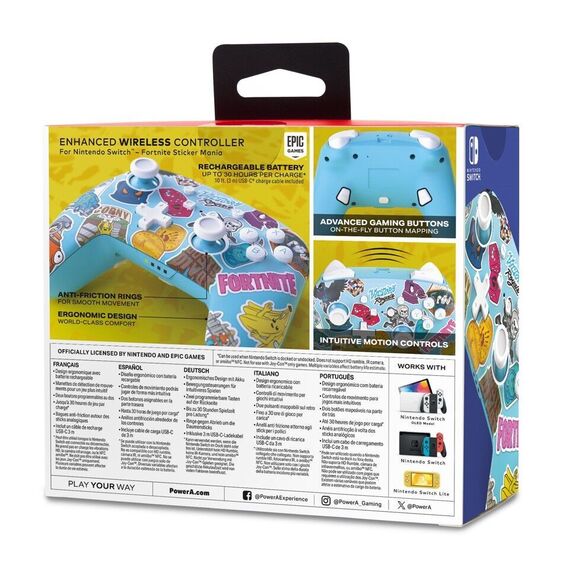 PowerA Enhanced Wireless Controller for Nintendo Switch - Fortnite Sticker Mania / Nintendo Switch | Techbox