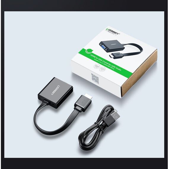 Ugreen adapter HDMI - VGA micro USB / audio 3.5 mm mini jack black (40248) - Cables & Adapters - Cables & Accessories - Techbox