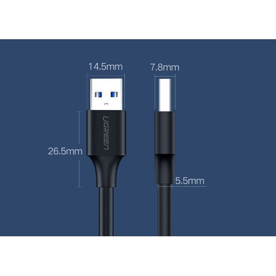 Ugreen USB 2.0 (male) - USB 2.0 (male) cable 1 m black (US128 10309) - USB Cables - Cables & Adapters - Techbox