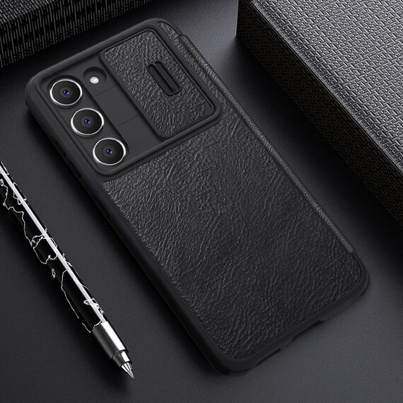 Nillkin Qin Leather Pro Case for Samsung Galaxy S23+ flip cover camera cover brown - Samsung Cases - Cases - Techbox