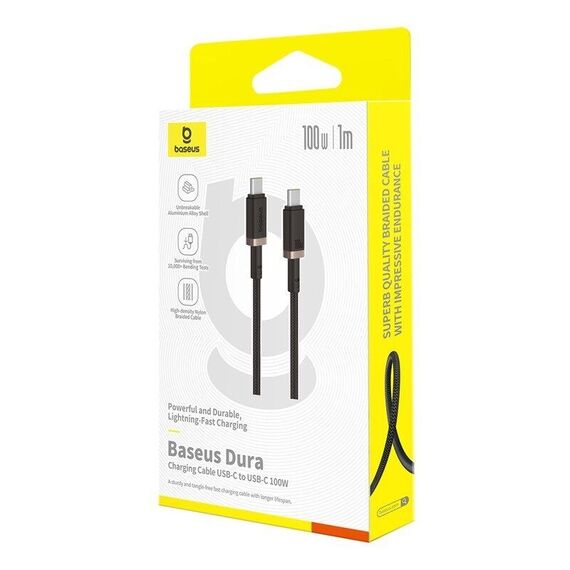 Baseus Dura Type C to Type C 100 W fast charging cable 1 m Black, Gold | Techbox