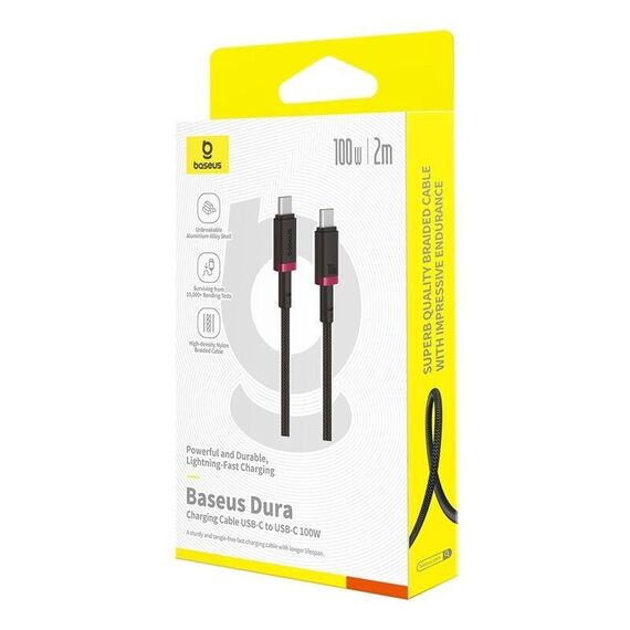 Baseus Dura Type C to Type C 100 W fast charging cable 2 m Black, Red | Techbox