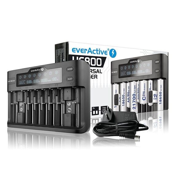 Charger for cylindrical Li-ion and Ni-MH batteries everActive UC-800 - Batteries & Chargers - Consumables - Techbox