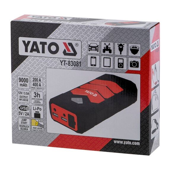 Car jump starter YATO YT-83081 car power bank 9000 mAh 9000 mAh Black, Orange | Techbox