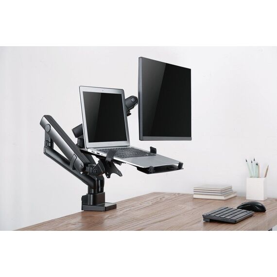 Gembird MA-DA3-02 Desk mounted adjustable monitor arm with notebook tray (full-motion), 17”-32”, up to 8 kg - Stands & Accessories - Monitors & Mounts - Techbox