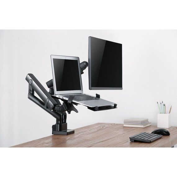 Gembird MA-DA3-02 Desk mounted adjustable monitor arm with notebook tray (full-motion), 17”-32”, up to 8 kg - Stands & Accessories - Monitors & Mounts - Techbox