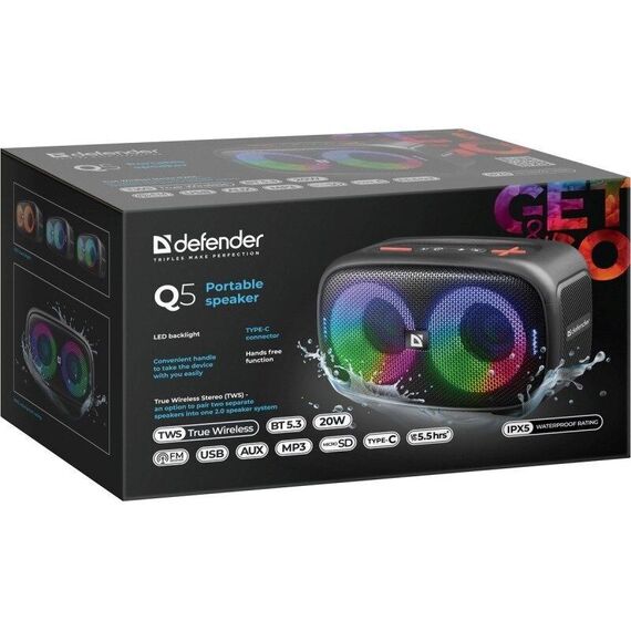 BLUETOOTH SPEAKER Q5 BT 5.3 20W LED/BT/FM/USB/TWS | Techbox
