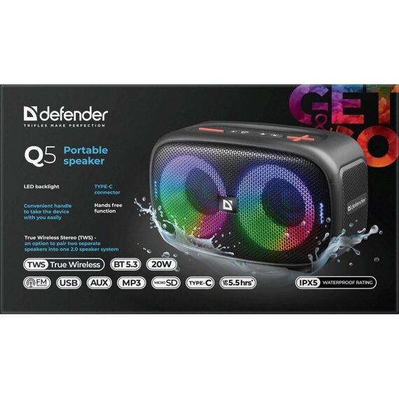 BLUETOOTH SPEAKER Q5 BT 5.3 20W LED/BT/FM/USB/TWS | Techbox