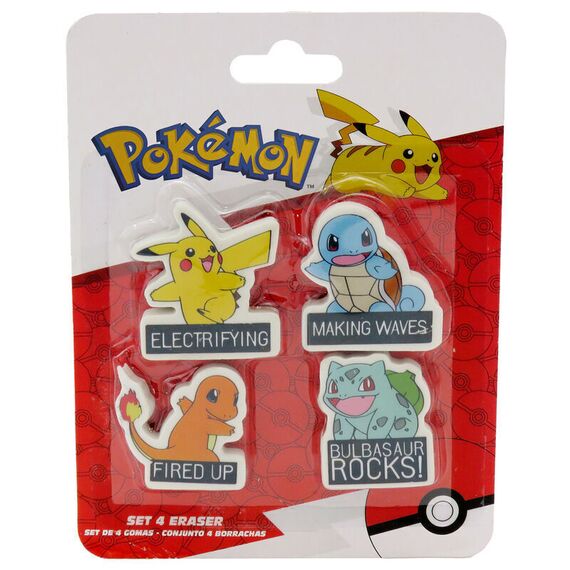 Pokemon set 4 erasers |  Techbox