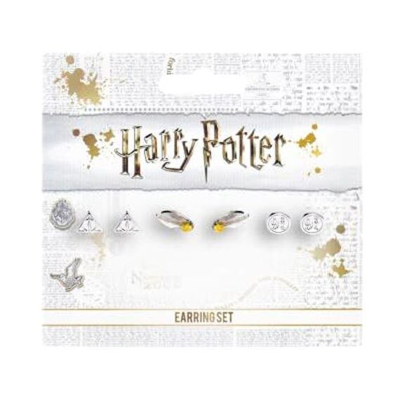 Harry Potter Deathly Hallows Golden Snitch Platform earrings set