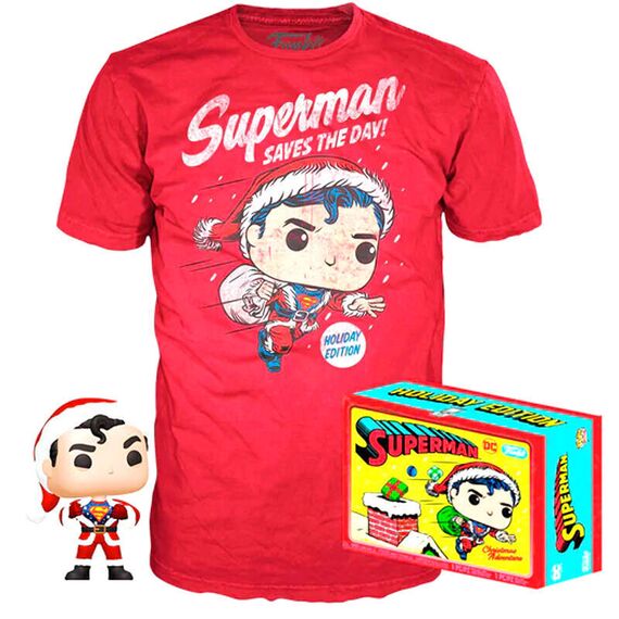 Set figure POP & Tee Back DC Comics Superman Exclusive Flocked - Funko POP - Collectibles - Techbox