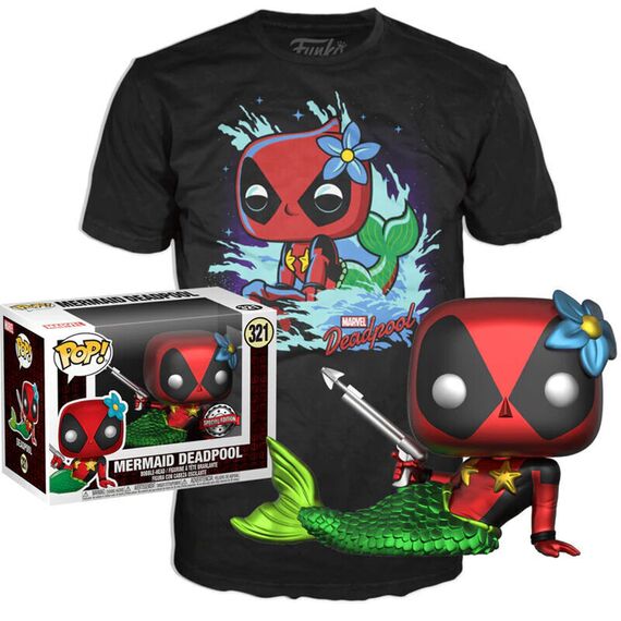 Set figure POP & Tee Marvel Deadpool Mermaid Exclusive Small |  Techbox