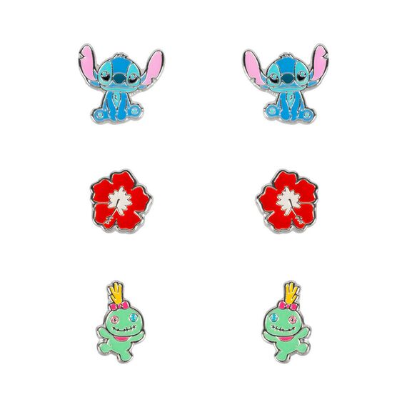 Disney Stitch Set 3 pairs of earrings silver