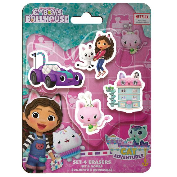 Gabbys Dollhouse 4 erasers set |  Techbox