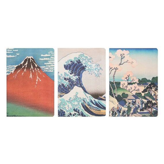 The Great Wave of Kanagawa Hokusai pack 3 A5 notebooks |  Techbox