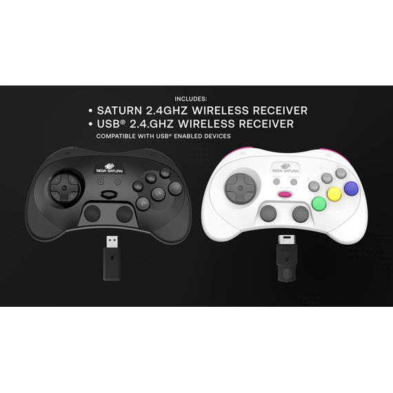 Retro-Bit - SEGA Saturn PRO Controller - White / Video Games and Consoles