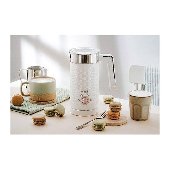 Adler AD 4494 milk frother/warmer Automatic Metallic, White | Techbox