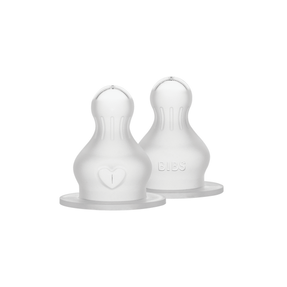 BIBS - Baby Bottle Nipple Round Silicone - Fast Flow - 2 pack / Baby and Children