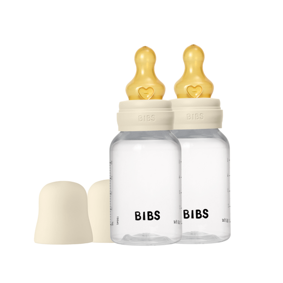 BIBS - Baby Bottle Round Latex 2 Pack Slow Flow - Ivory - 150 ml / Baby and Children