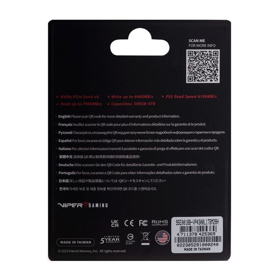 Patriot Memory VP4300 Lite M.2 1 TB PCI Express 4.0 NVMe (VP4300L1TBM28H) | Techbox