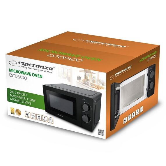Esperanza ESTOFADO Black Solo microwave Countertop 20 L 700 W | Techbox