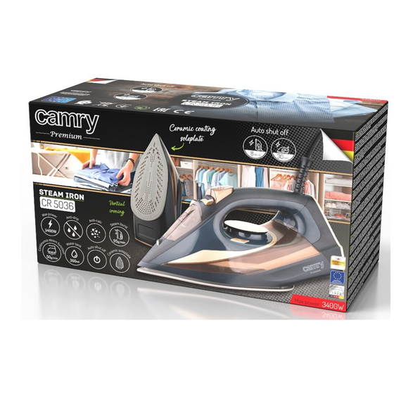 Camry CR 5036 3400W black-copper steam iron - Steam Irons - Home - Techbox