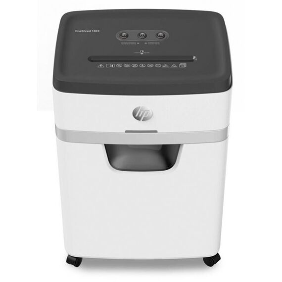 HP ONESHRED 18CC shredder, cut-offs, P-4, 18 cards, 25l, light grey | Techbox
