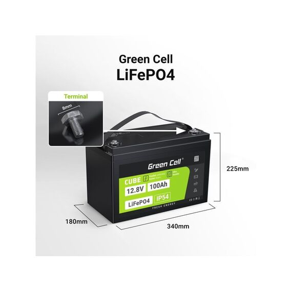 Green Cell LFPGC12V100AH UPS battery Lithium Iron Phosphate (LiFePO4) 12.8 V 100 Ah | Techbox